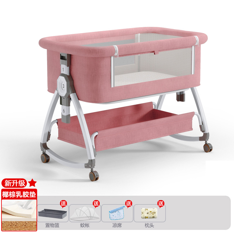 Cuna de bebé recién nacido cama costura Cama grande Baby Shaker BB cama de los niños cuna cama multifuncional móvil plegable image 57