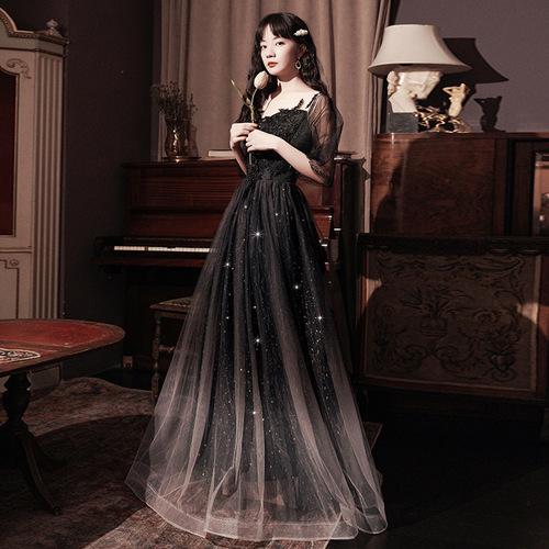 Banquet Evening Dress Dress Female  New Style Temperament Company Annual Meeting Birthday Glitter Host Art Exam Tail Dress