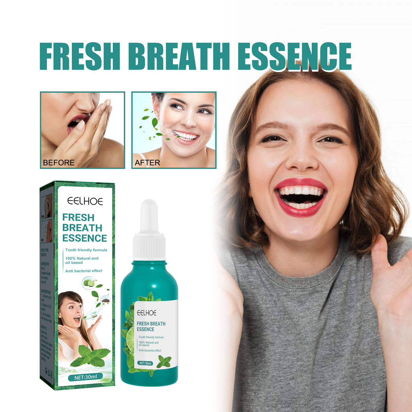 EELHOE Fresh Breath Essence Removes oral odor, fresh breath, oral cleaning care essence