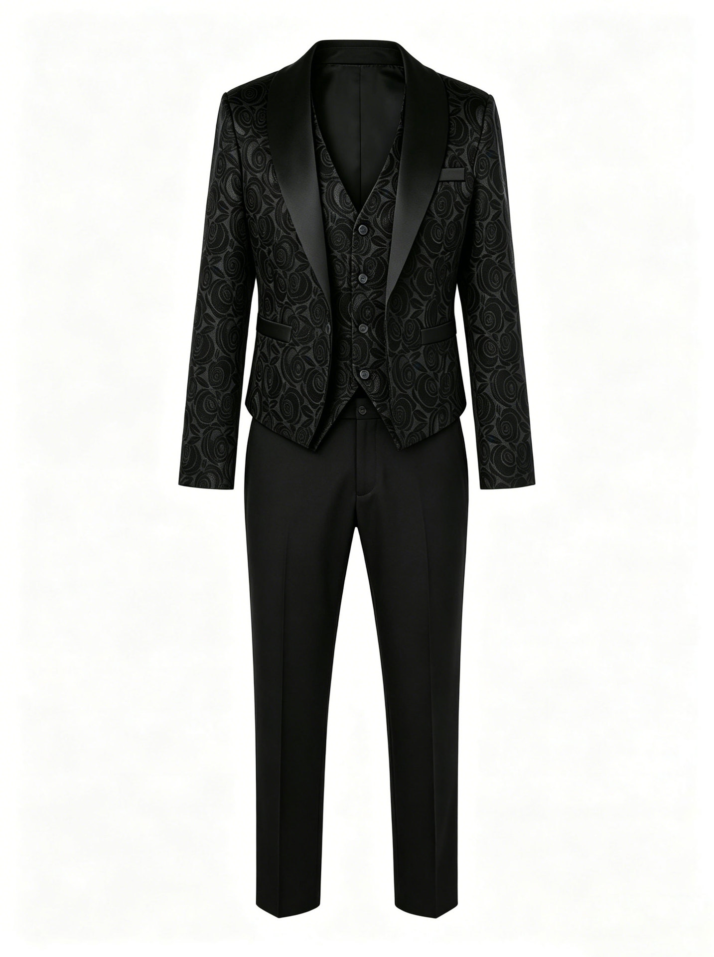 Abito da uomo tre pezzi per cerimonia con giacca e gilet jacquard_voghion.com