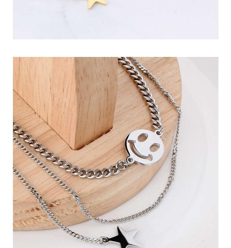 Women'S Gender Chain Design Fashion Style Fashion Star Titanium Steel Chain Layered Necklaces 1 Piece