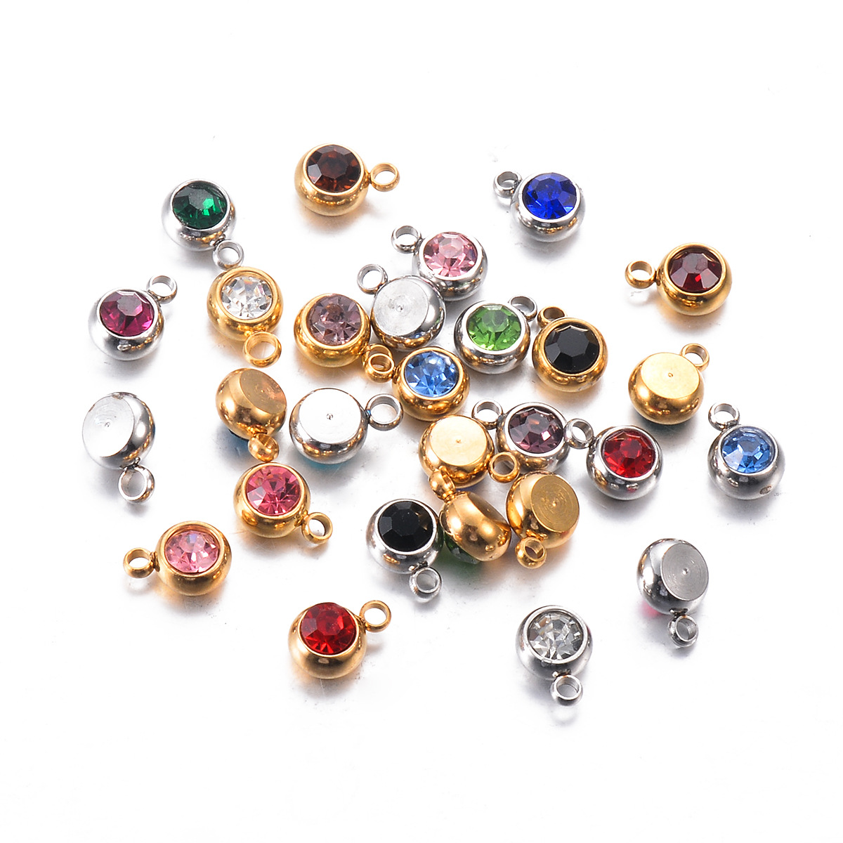 DIY Jewelry Accessories Classification 5 PCS/Package Quantity 5 PCS/Package Stainless Steel Birthstone Round Pendant