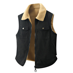 New Corduroy Vest Thickened Lamb Velvet Vest Fashion Casual Retro Vest Cross-Border E-Commerce Amazon