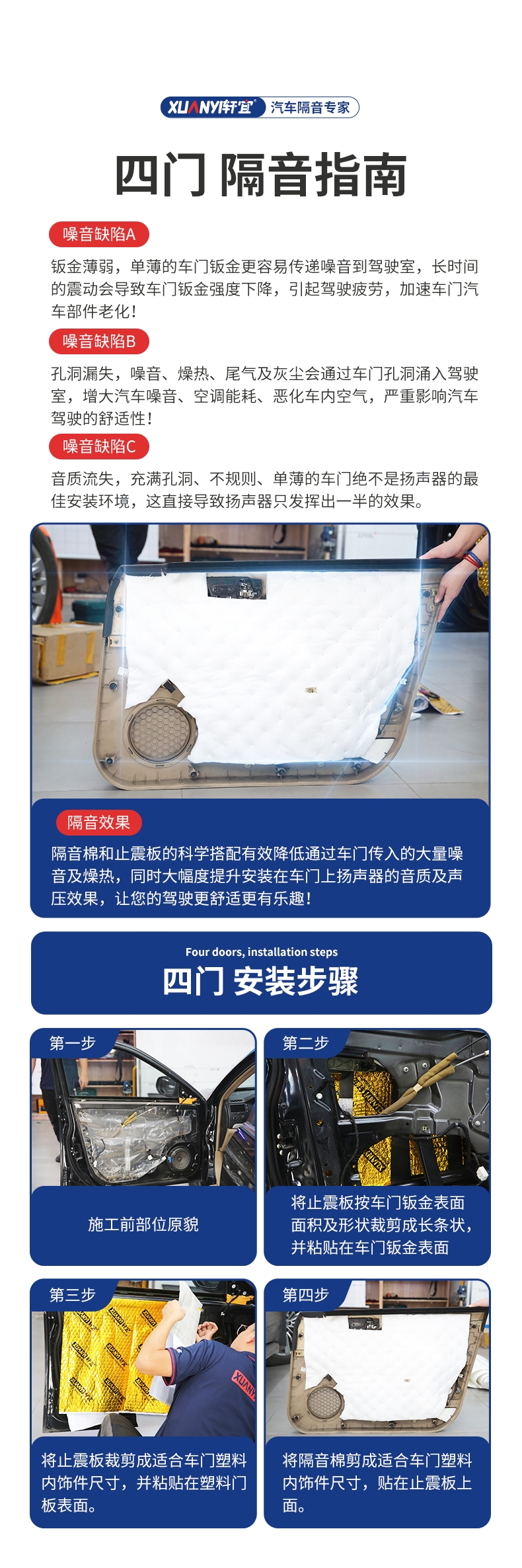 Car sound insulation anti-vibration board whole car sound insulation cotton material four-wheel sound absorption cotton four-door modified door noise reduction sticker self-adhesive