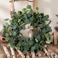蘋果葉尤加利葉環花環INS風仿真花家居裝飾跨境批發假花MW61666
