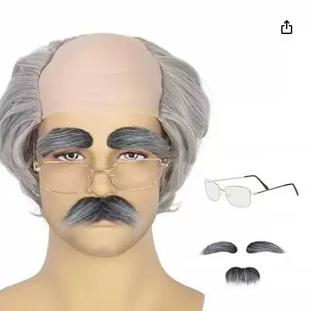 万圣节秃头假发秃顶头套和尚假发棕色成人僧侣角色假发装扮老爷爷