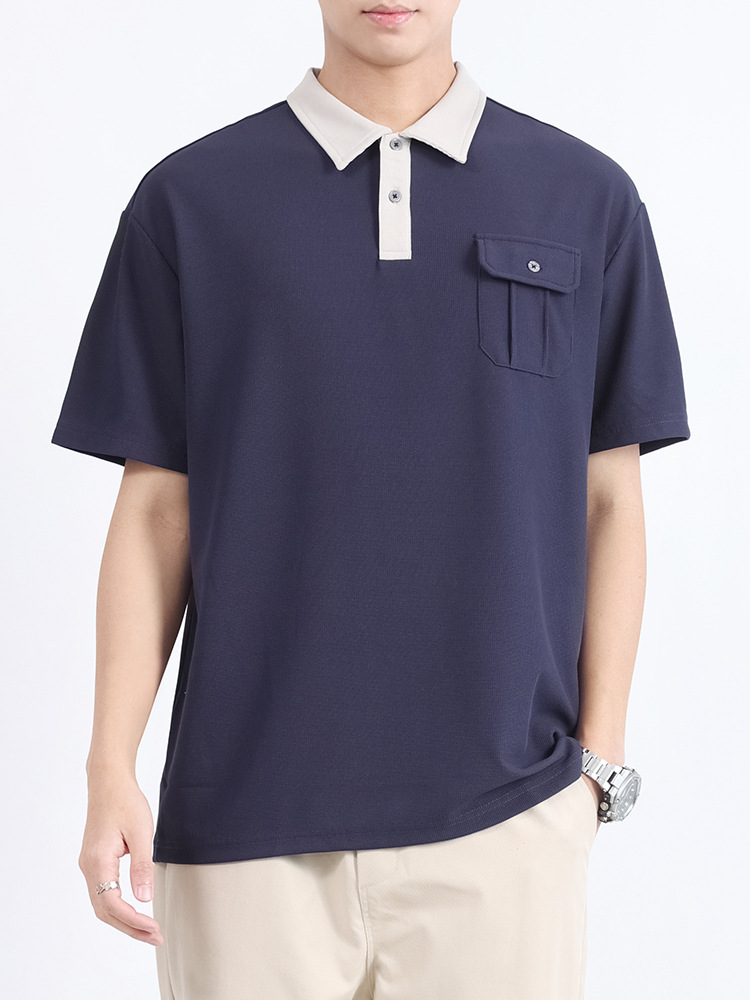 Polo de punto para hombre, manga corta, lujo ligero, sensación de alta gama, solapa casual de negocios de verano, camiseta de Paul, top para hombre
