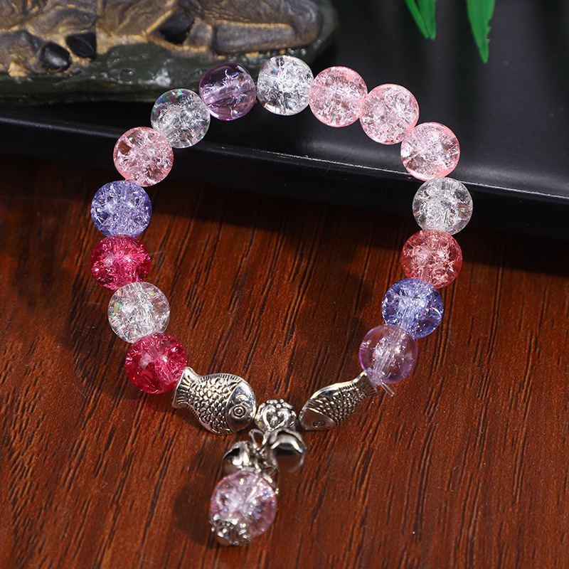 民族风爆花晶水晶手链女仿藏银草莓晶手串珠闺蜜礼品手饰品