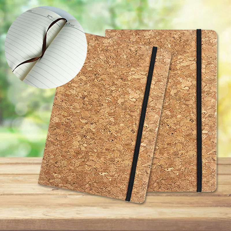 Transfronterizo en stock correa de LOGOTIPO imprimible Bloc de notas de negocios cuaderno de corcho de cara dura A5 al por mayor