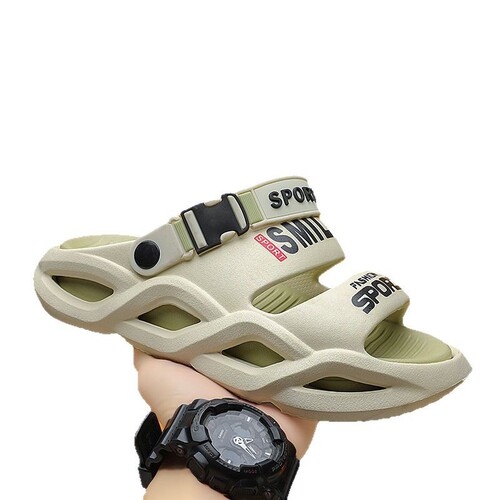 Men's Slippers Summer Outdoor Wear Rubber Soles Anti-Slip Large Size 45 Two-in-One Parent-Child Beach Casual Sandals Women's Style
