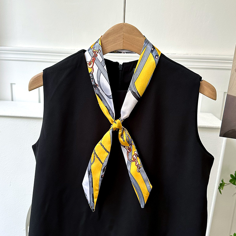 Pañuelo de seda largo, decoración de moda avanzada coreana, bufanda pequeña, bolsa de toalla de seda para mujer, cinturón de envoltura, turbante multiusos, cinturón para el cabello