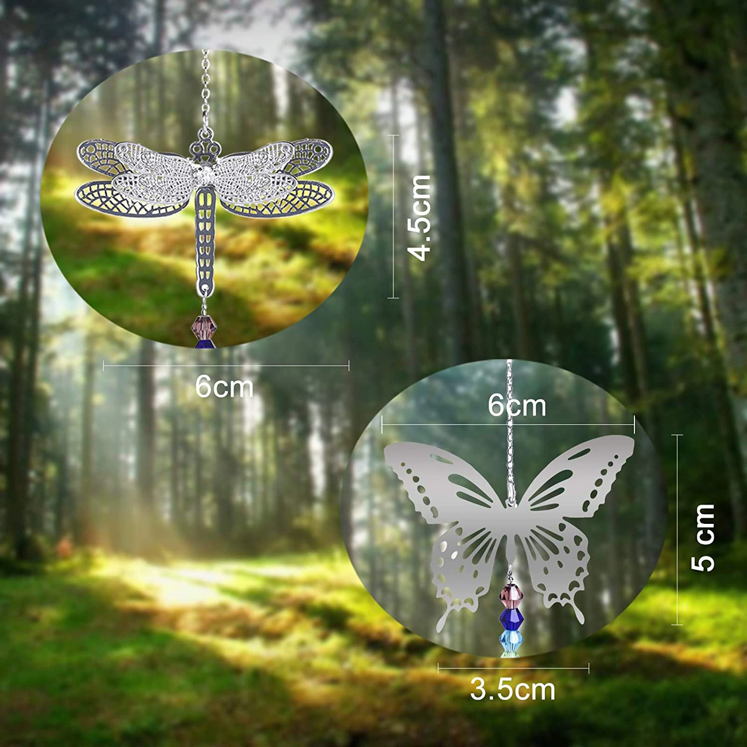 Heart Shape, Butterfly Pattern Pastoral Heart Shape Butterfly Artificial Crystal Pendant