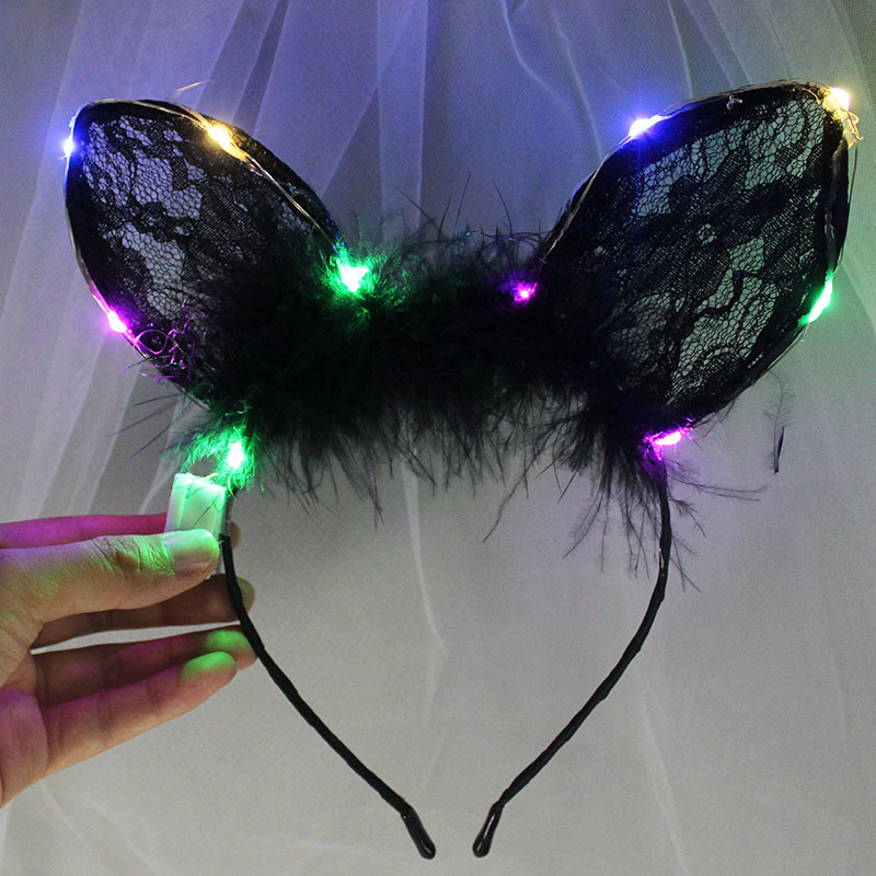 Luminoso Fox diadema Fox felpa Orejas de conejo orejas de gato horquilla bar concierto puesto diadema luminosa