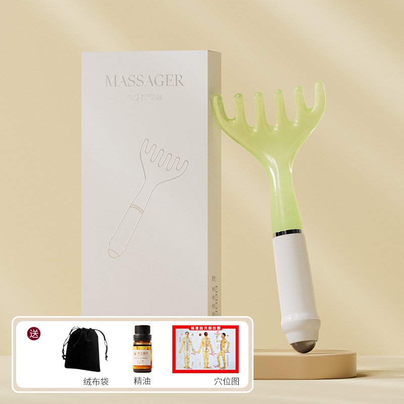 Pein de cuerno de ciervo, rastrillo pequeño, masaje de cinco dedos, peinado de cabello, garra de agarre del cuero cabelludo, meridianos, tratamiento de la cabeza, artefacto de rastrillo de músculos faciales caseros