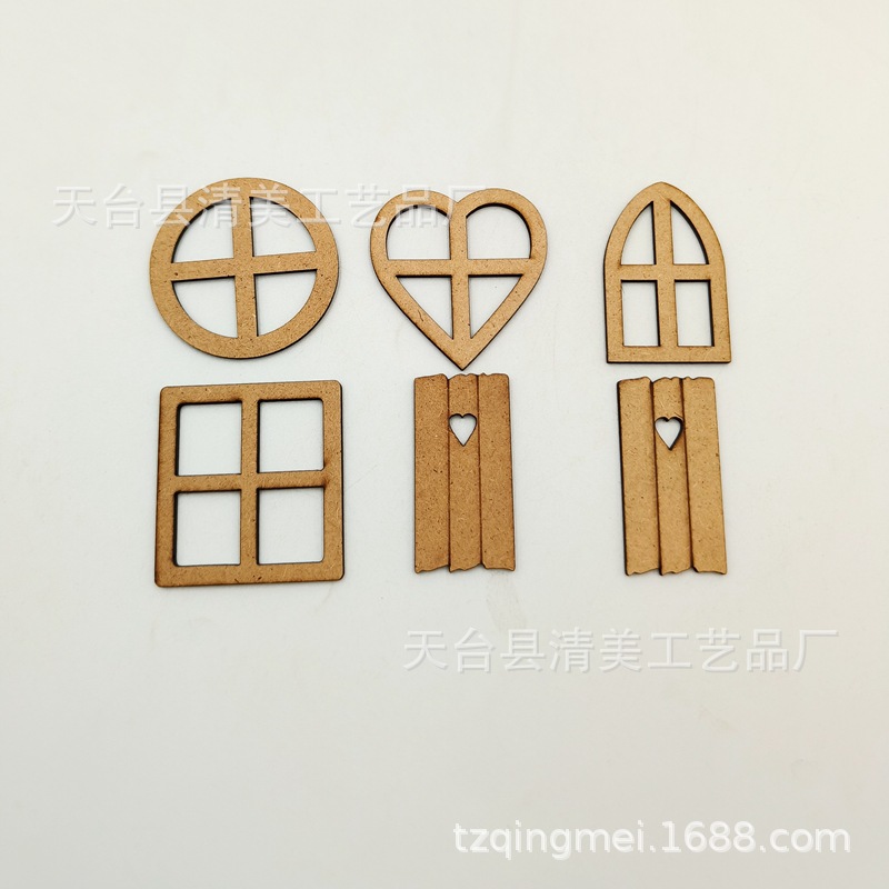 6 mezclado hueco cuento de hadas los niños decoración la puerta madera DIY ventana flor juego combinación bloques artesanía