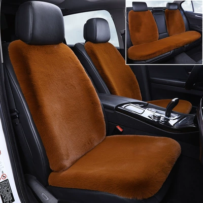 Wool pad – Seat Cushion Winter Imitation Rabbit Fur - brown-full-car-set-seven-piece-set