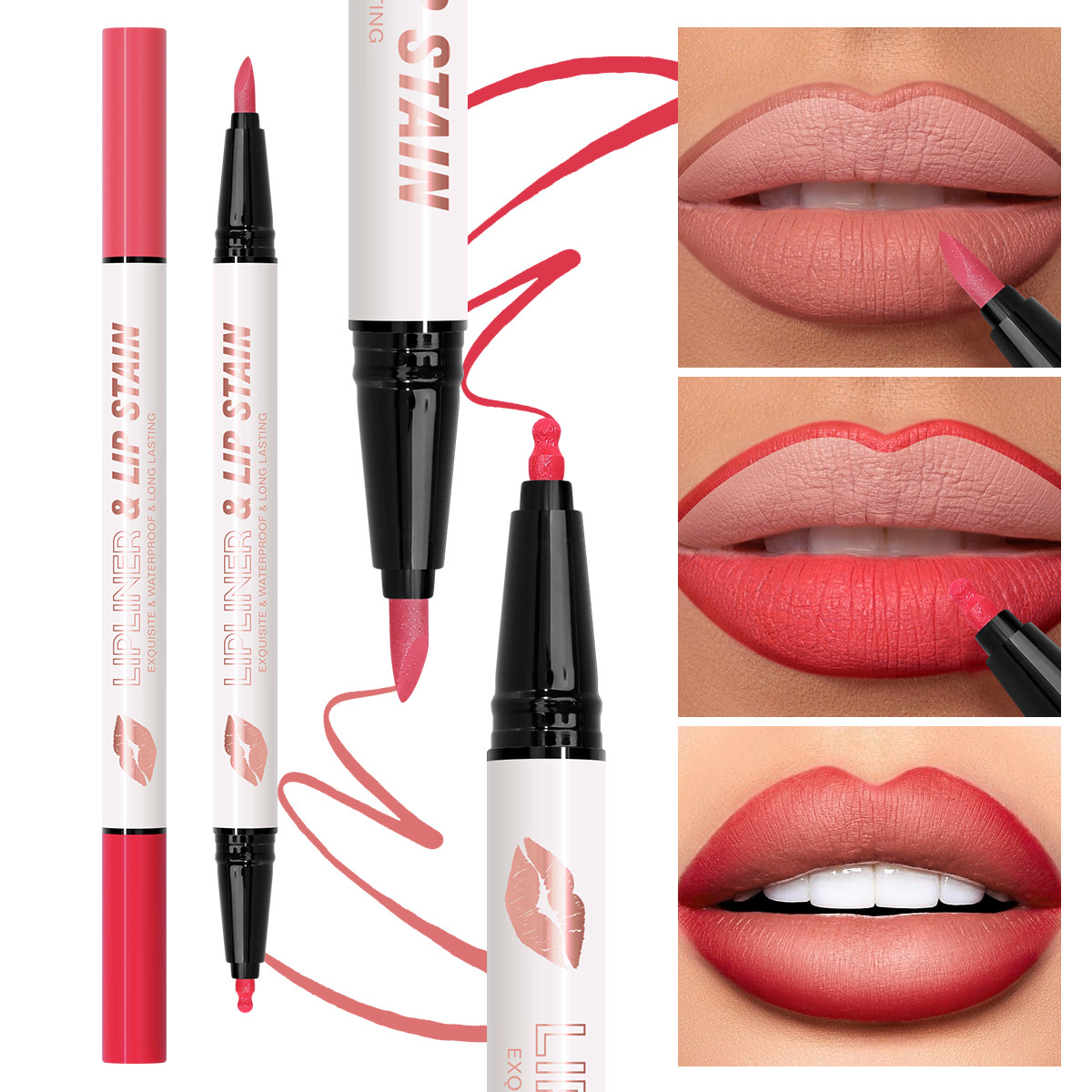 USHAS Delineador de labios de maquillaje de punto transfronterizo europeo y americano, lápiz de labios teñido, efecto de maquillaje mate impermeable y sin decoloración SAP018