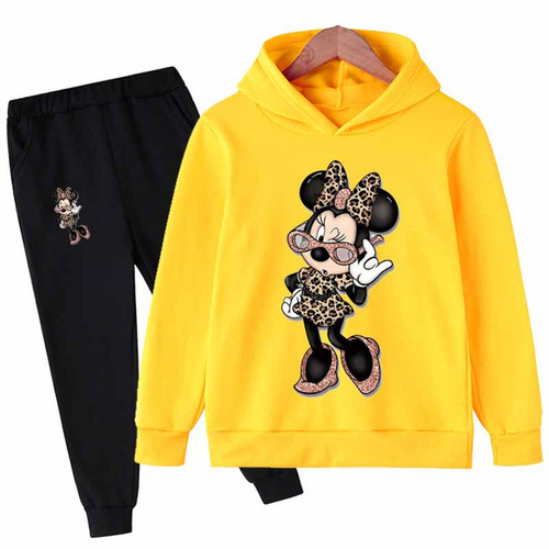 Minnie Mouse Casual Kids' 2-Piece Hoodie Set - Cool for Girls and Boys Sports Clothing