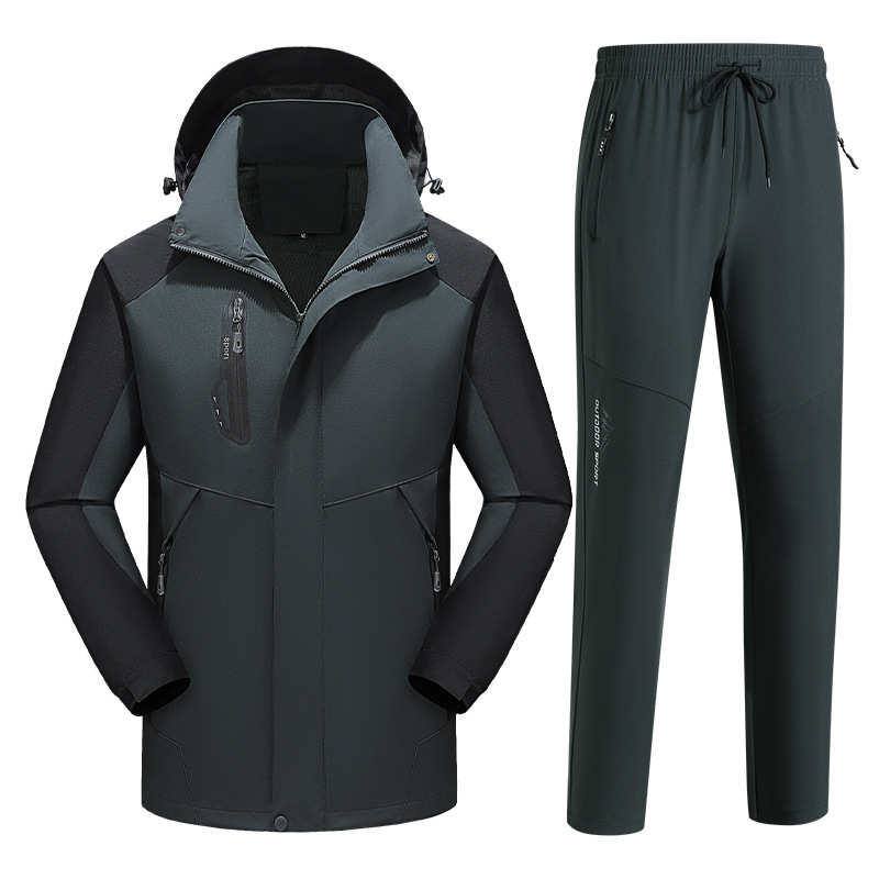 Trajes de asalto de hombre transfronterizos primavera y otoño chaqueta a prueba de viento papá traje deportivo al aire libre para hombres grandes dos piezas set