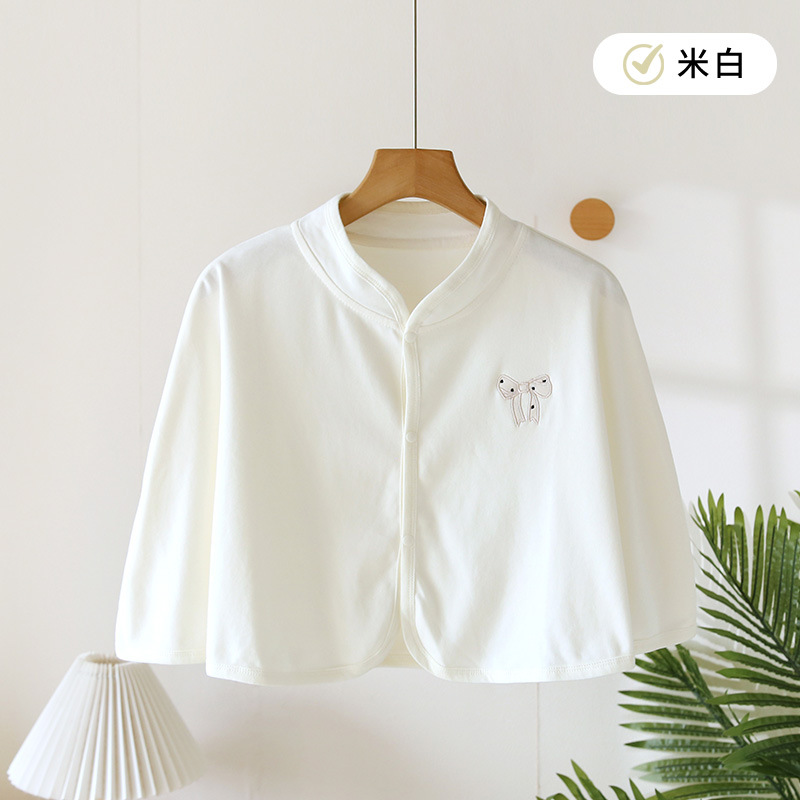 [thin cotton shawl] off-white bow / One size fits all ( 45-80kg )