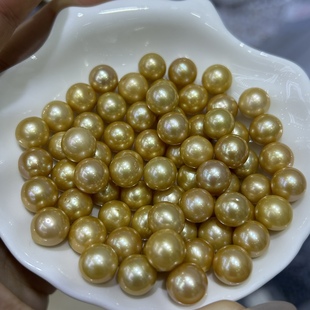 Freshwater Pearl 9-16mm Freshwater Gold Beads Nearly Round Flaw Naked Beads Bulk Beads Diy High Light Highlight Temperament