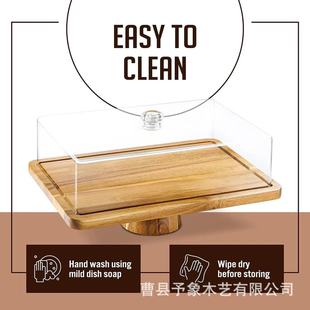 Acacia Wood Cake Display Tray Home High-legged Dual-purpose Fruit Bread Plate Afternoon Tea with Base Dessert Plate