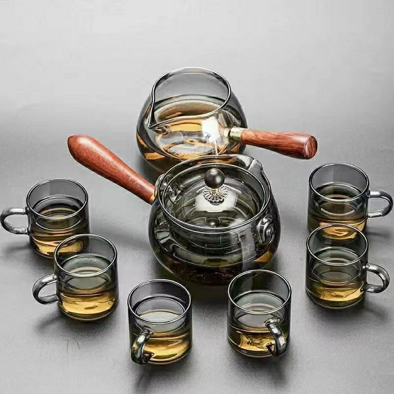 360 grados de rotación caliente resistente al calor de ocio olla ahumado vidrio borosilicato gris ocio té fabricante engrosada a prueba de explosiones