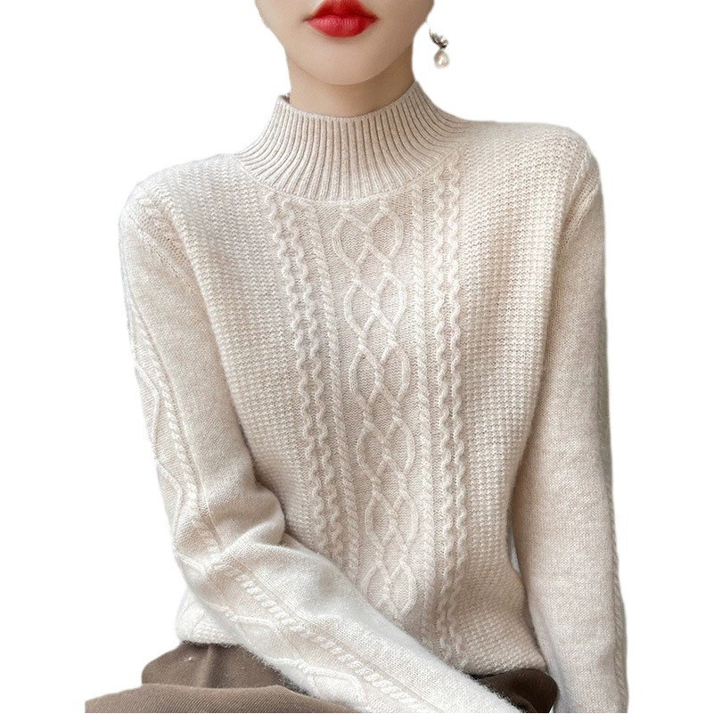 Новый модный женский свитер осень 2024: универсальный топ, стильная ажурная вязаная базовая кофта