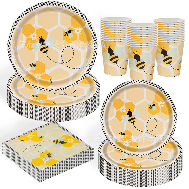 New Cute Little Bee Themed Kidsren's Birthday Party Decoration Supplies Tissue Paper Plate Tableware Set Arrangement New Cute Little Bee Themed Kidsren's Birthday Party Decoration Supplies Tissue Paper Plate Tableware Set Arrangement