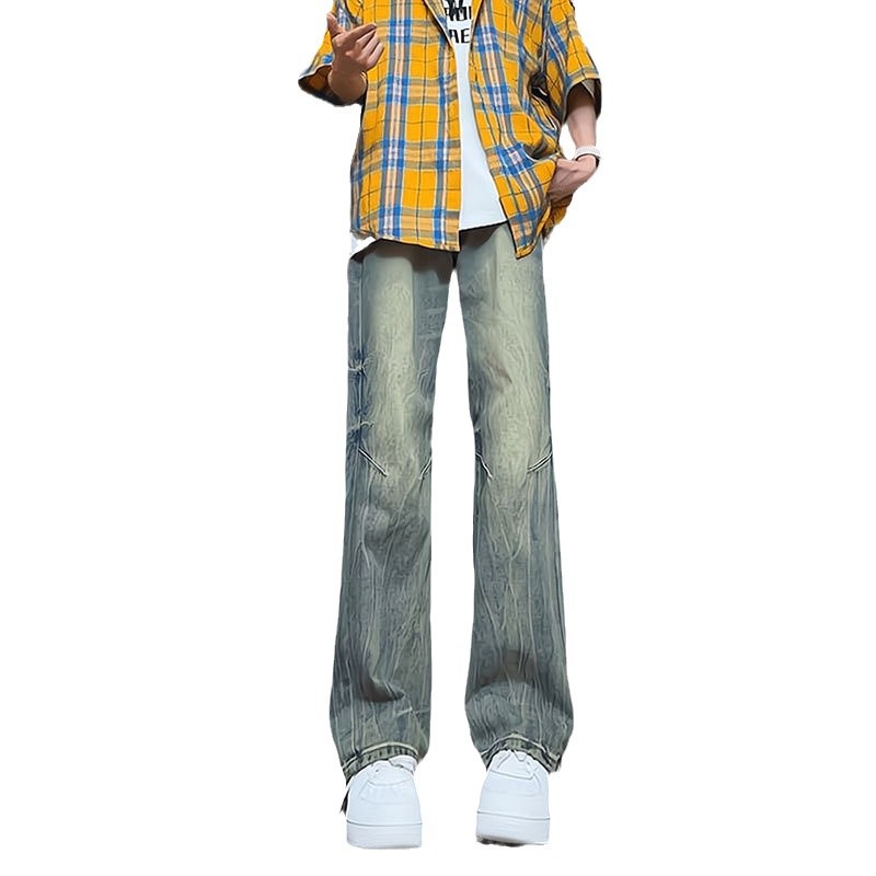 2026 nuevo retro hacer viejos jeans de primavera hombre recto vibe callejera diseño de pantalones de alta calidad