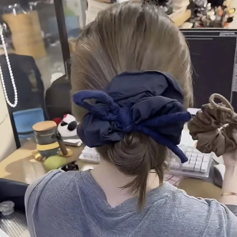 Arco coreano para dormir anillo de cabello de intestino grueso para mujeres 2024 nueva cabeza de bola de cola de caballo estereoscópico adornos de cabello de cuerda esponjosa