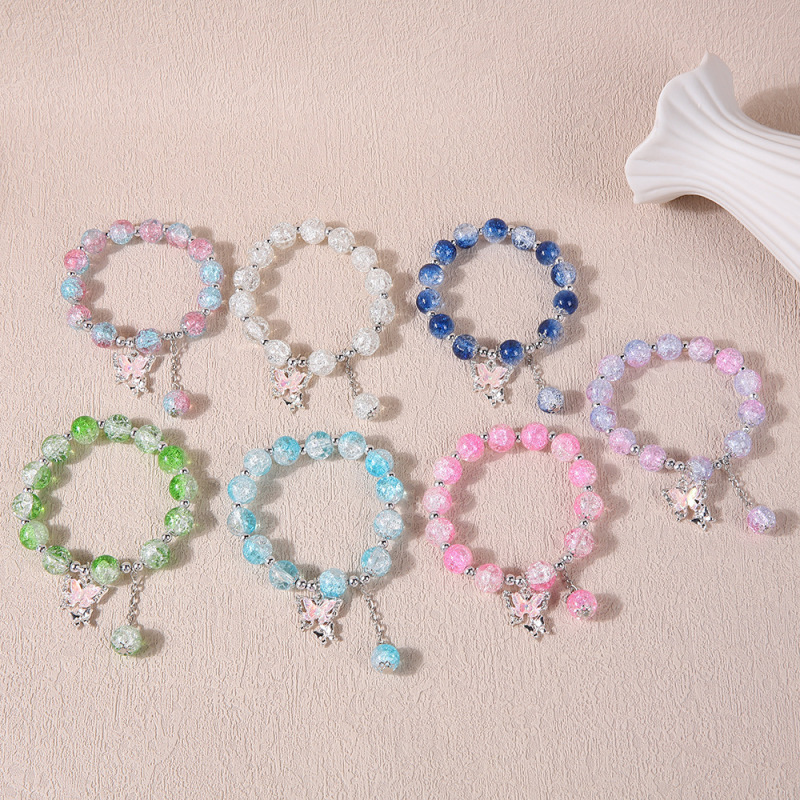 New Arrival Floral Butterfly Beaded Bracelet Ins Niche Design Popcorn Crystal Bracelet Trendy All-match Colorful Bracelet