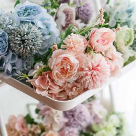 ！假花花束塑料花小束把花玫瑰绢布花干花家居摆设装饰