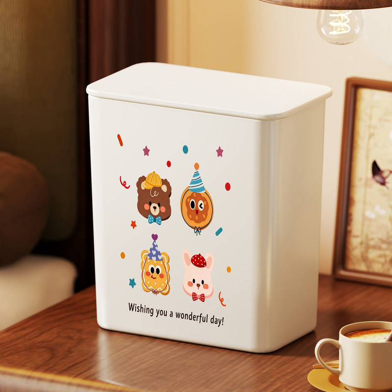 Toilet trash can with lid, odor-proof, for kitchen, bathroom, and living room; a narrow-slot, spring-loaded lid design for convenient waste disposal Toilet trash can with lid, odor-proof, for kitchen, bathroom, and living room; a narrow-slot, spring-loaded lid design for convenient waste disposal