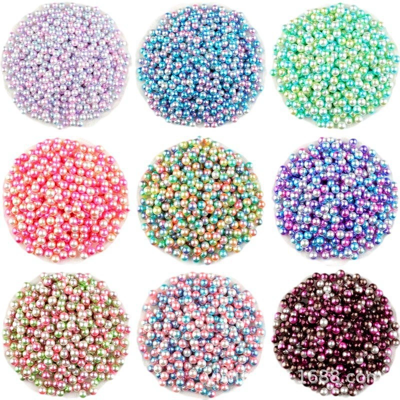 Colorful mixed color fantasy gradient roundless pearl ABS imitation pearl DIY mermaid nail pearl patch wholesale