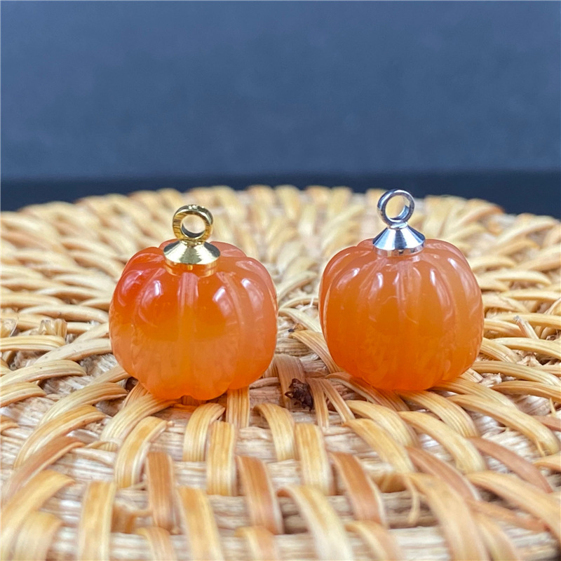 2g Weight Pendant Necklace Classification Gem Material Polishing Design Red, Green, Wine Red, Yellow Color Retro Pink Crystal Pumpkin Pendant Bead Diy Accessories 13