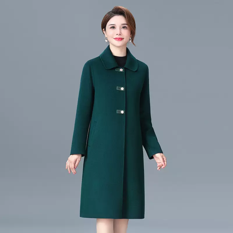 2024新春外套女40+双面羊绒大衣中年妈妈羊毛呢子外套款式大码