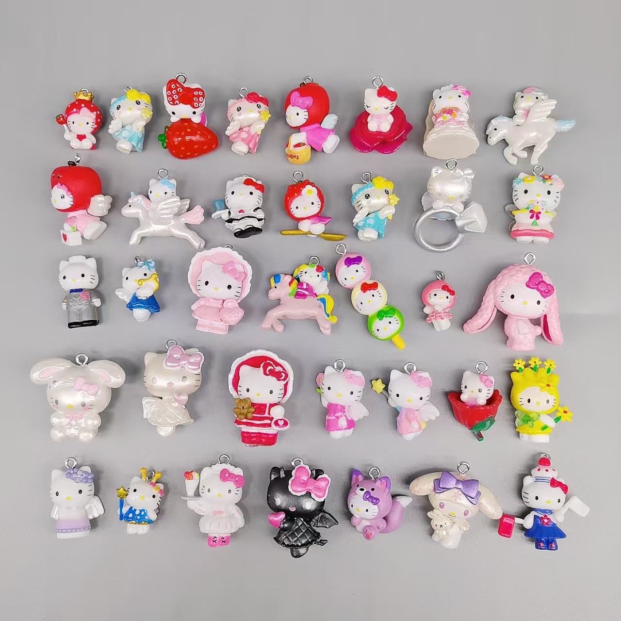 外贸热销 带羊眼迷你KT猫 百变hellokitty公仔 DIY钥匙扣挂件材料