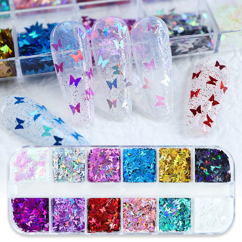 12 boxed laser small butterfly sequins 3...