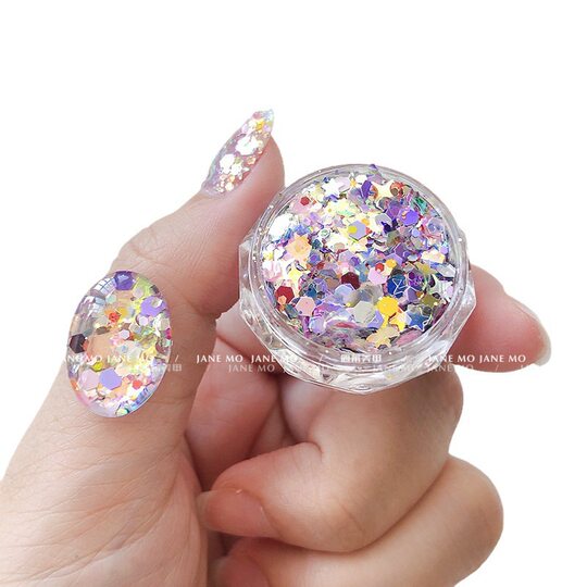 Japanese and Korean Style INS Sweet Beauty Nail Art Glitter Large Sequins Super Flash Fairy Glitter White Nail Decoration