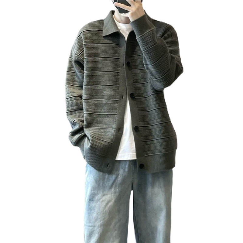 Explosiones transfronterizas europeas de tamaño grande jersey suéter hombre polo de negocios con collar cardigan chaqueta fábrica de moda al por mayor