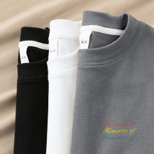 圆领长袖t恤男装秋冬季加绒保暖内搭秋衣印花小衫双面德绒打底衫