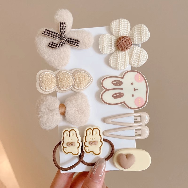 Cute clip de dibujos animados clip de borde conjunto frente cejas clip de cabello para chicas clip de BB otoño invierno de alta sensibilidad adornamiento de cabello tocado