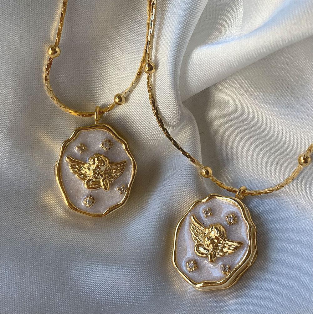 Women's Gender Retro Style Copper Retro Enamel Cartoon Character Pendant Necklace