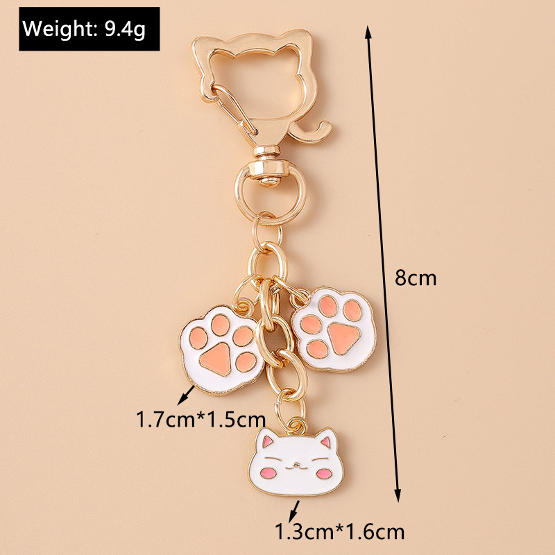 12g Weight Spring Ring Trigger Clasp Closure Clasp Closure Type Bag Pendant, Keychain Classification 1 Piece Quantity Daily, Street Occasion Alloy Material Paw Print, Cat Pattern Women's Gender Cute, Modern Style Style 1 Piece Cute Modern Style Paw Print Cat Alloy Women's Spring Ring Trigger Clasp Closure Bag Pendant Keychain 无