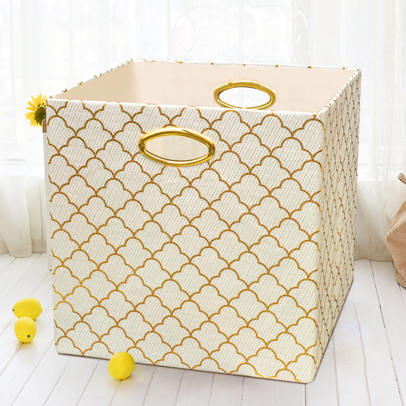 大号双盖衣物收纳盒布艺有盖可折叠内衣裤衣服桌面收纳整理储物箱