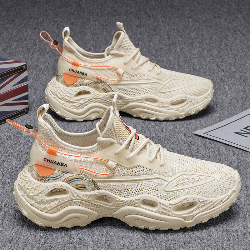 2025 nuevos zapatos de hombre, zapatos para correr transpirables tejidos voladores, zapatos de baloncesto de tendencia casual, aumento elástico de malla, zapatos deportivos de amortiguación