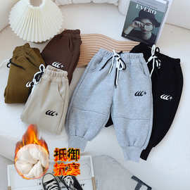 清仓随机发秋冬儿童休闲一体绒运动裤童装宝宝韩版束口卫裤小童裤