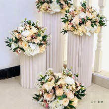 新款婚礼布置路引花球花柱甜品台摆件商场橱窗交车仪式绢花束