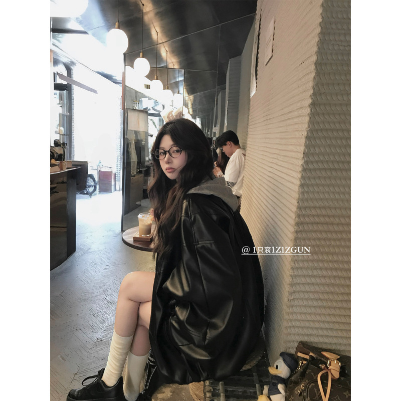 1只衮1Z1ZGUN like Jennie 经典复古好版型两色花苞廓型夹克皮衣|undefined